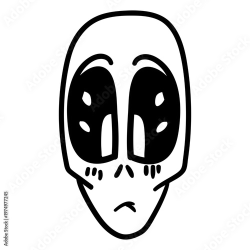Cute alien's head sad stroke
