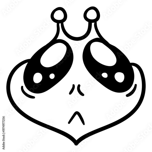 Cute hearth shaped alien's head stroke