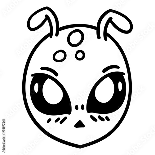 Cute alien's round head stroke