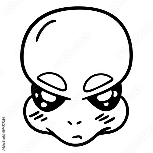 Cute eyebrows alien's head stroke