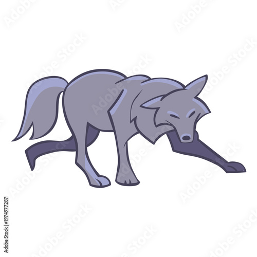 Stylish wolf character walks