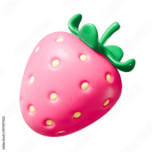 3d strawberry isolated vector pink cute berry 3d render icon