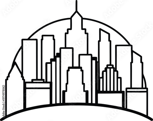 a business city silhouette outline vector