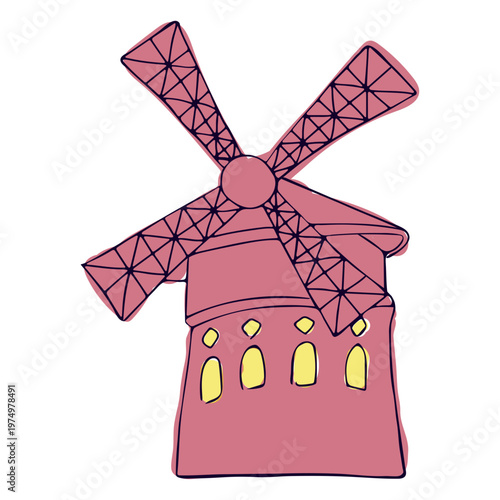 Paris windmill illustration
