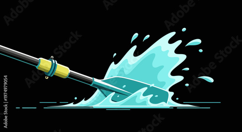 Dynamic Oar Splashing Through Water On Black Background