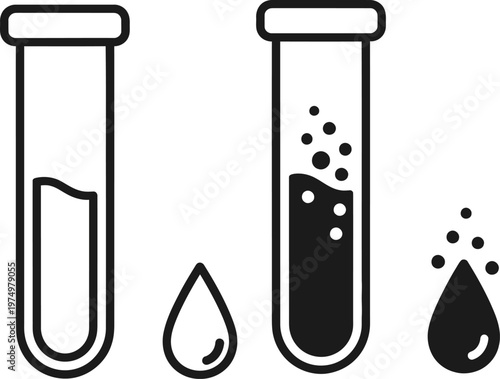 Comparison of liquid states in test tubes and droplets with suspended particles