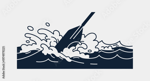 Dynamic Paddle Cuts Through Raging Water Rapids Abstract Illustration