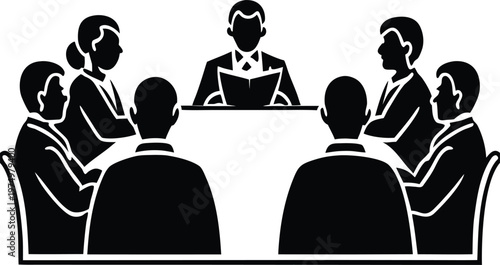 a meeting silhouette vector white background