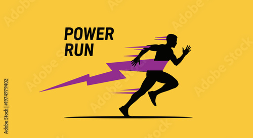 Dynamic Power Run Silhouette With Lightning Speed Effect