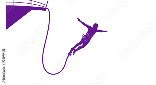 Dynamic Purple Bungee Jumper Silhouette Mid Leap