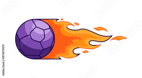 Dynamic Purple Soccer Ball Ablaze Motion