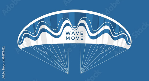 Dynamic Paraglider Wings with Wavy Designs Representing Motion and Adventure