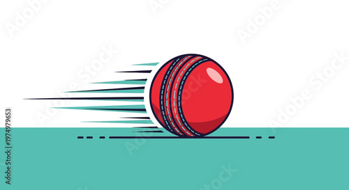 Dynamic Red Cricket Ball Motion Graphic