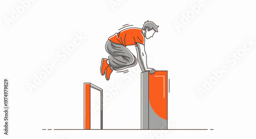 Dynamic Parkour Athlete Leaping Over Obstacles With Skill And Precision