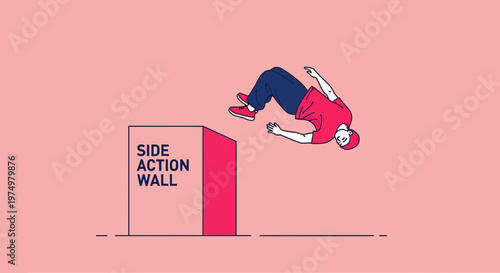 Dynamic Parkour Athlete Leaping Over Urban Obstacle