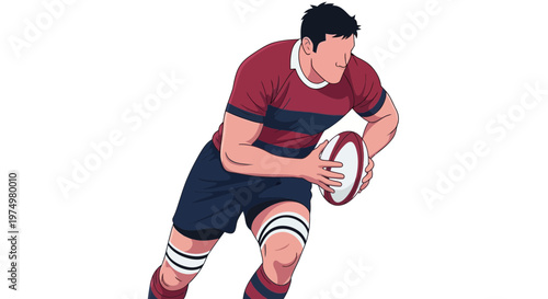 Dynamic Rugby Player in Motion Cartoon Style