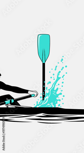 Dynamic Rowing Action Captured with Splashing Water