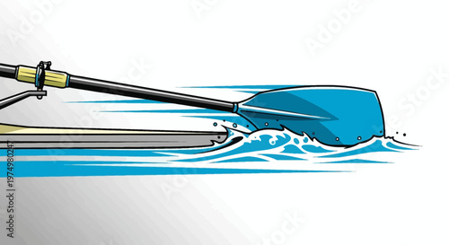 Dynamic Rowing Oar Splashing Water Motion Graphic Sport Element