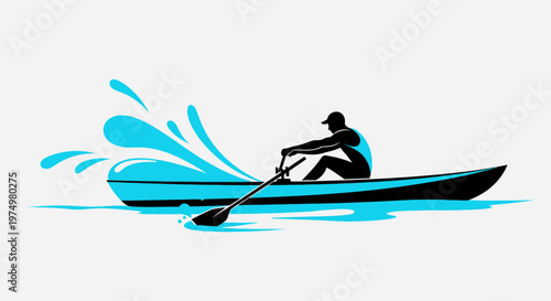 Dynamic Rowing Silhouette Captures Aquatic Sport Energy