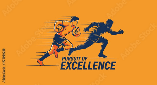 Dynamic Rugby Players Chasing Excellence Motion And Speed