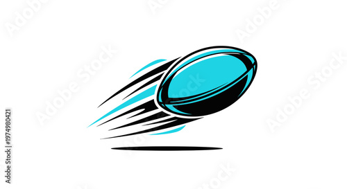 Dynamic Rugby Ball In Motion Graphic Design Sports Action