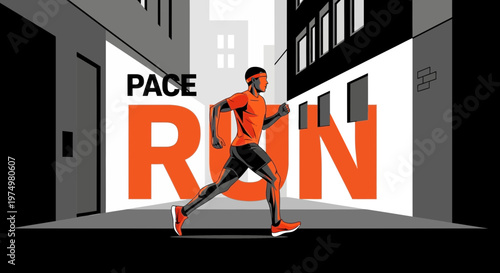 Dynamic Runner In Urban Setting With Bold Text Elements