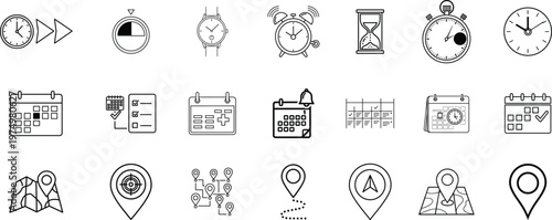 Collection of electrical and electronic component symbols in black and white