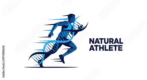 Dynamic Runner Merged With Dna Strand Represents Natural Athleticism