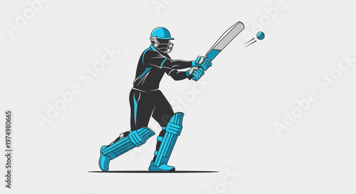 Dynamic Silhouette Of A Cricketer Executing A Powerful Shot