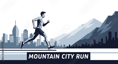 Dynamic Runner Navigates Urban Mountain Landscape