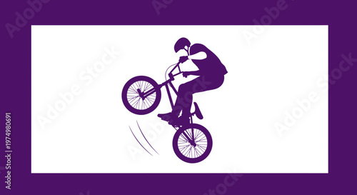 Dynamic Silhouette Of A Cyclist Performing A Bicycle Stunt