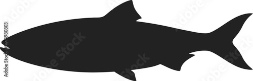 Black silhouette of a fish swimming to the left