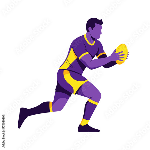 Dynamic Rugby Player Illustration Capturing Athleticism And Sport Action