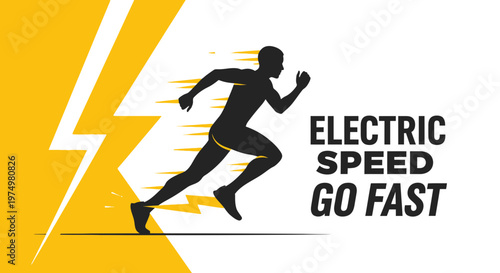 Dynamic Runner Silhouette Captures Electric Speed And Motion Concepts