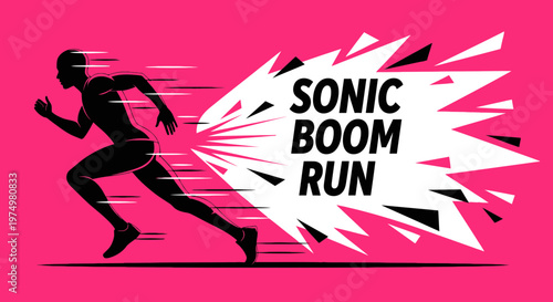 Dynamic Runner Silhouette Captures Intense Speed And Motion With Sonic Boom Effect