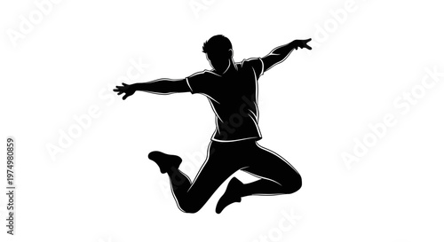 Dynamic Silhouette Of A Man Leaping With Joyful Exuberance