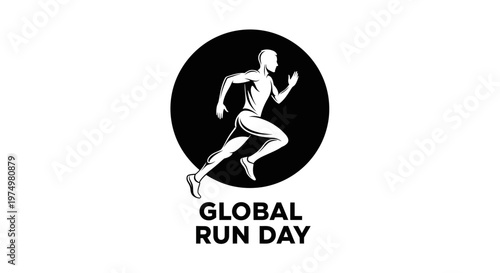 Dynamic Runner Silhouette Emblem For Global Run Day Celebration