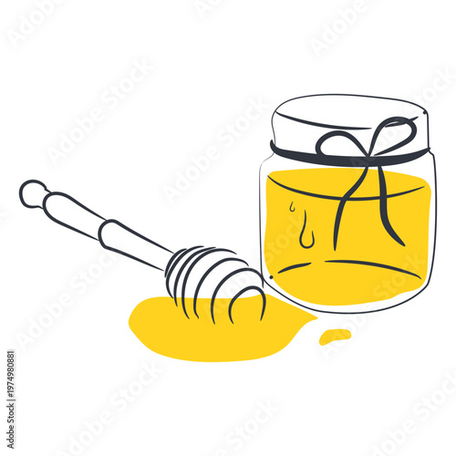 Honey jar hand drawn honey