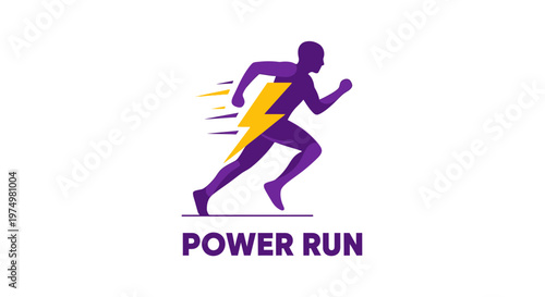 Dynamic Runner Silhouette With Lightning Bolt For Power And Speed Concept
