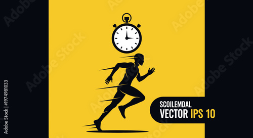 Dynamic Runner Silhouette With Stopwatch Emblem