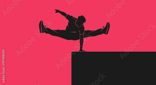 Dynamic Silhouette Of A Person Performing Parkour Acrobatics