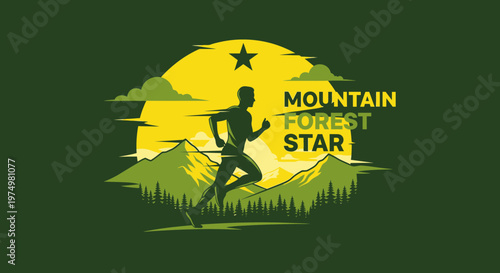 Dynamic Runner Silhouetted Against Mountain Sunset Adventure And Outdoor Sports
