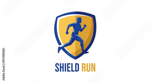 Dynamic Runner Silhouette Within Protective Shield Emblem