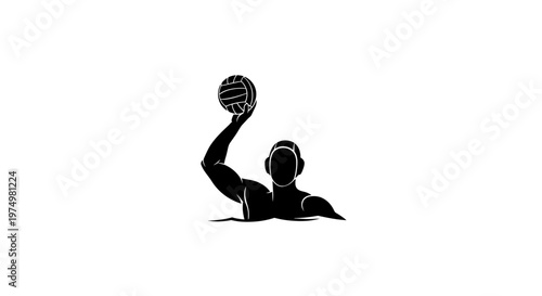 Dynamic Silhouette Of A Water Polo Player Aiming A Shot