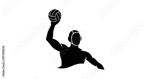 Dynamic Silhouette Of A Water Polo Player In Action