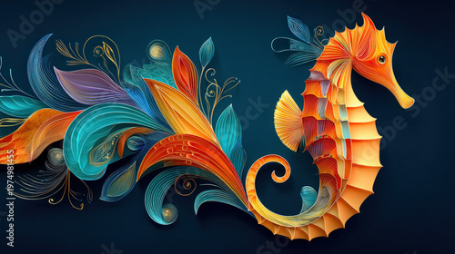 A 3d rendering of a seahorse