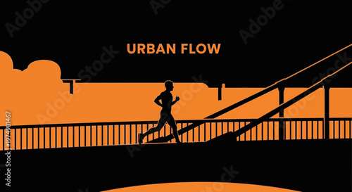 Dynamic Silhouette Runner Crossing Iconic Urban Bridge At Sunrise