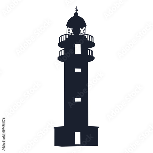 Conical lighthouse top silhouette