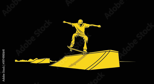 Dynamic Skateboarder Executes Mid-Air Trick Against Stark Black Background