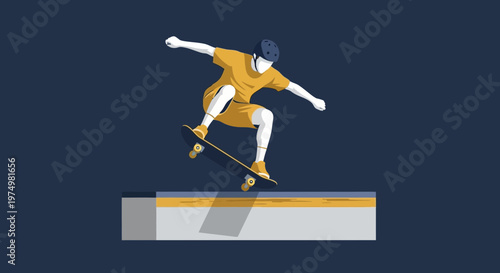 Dynamic Skateboarder Executes Mid-Air Trick Over Rail